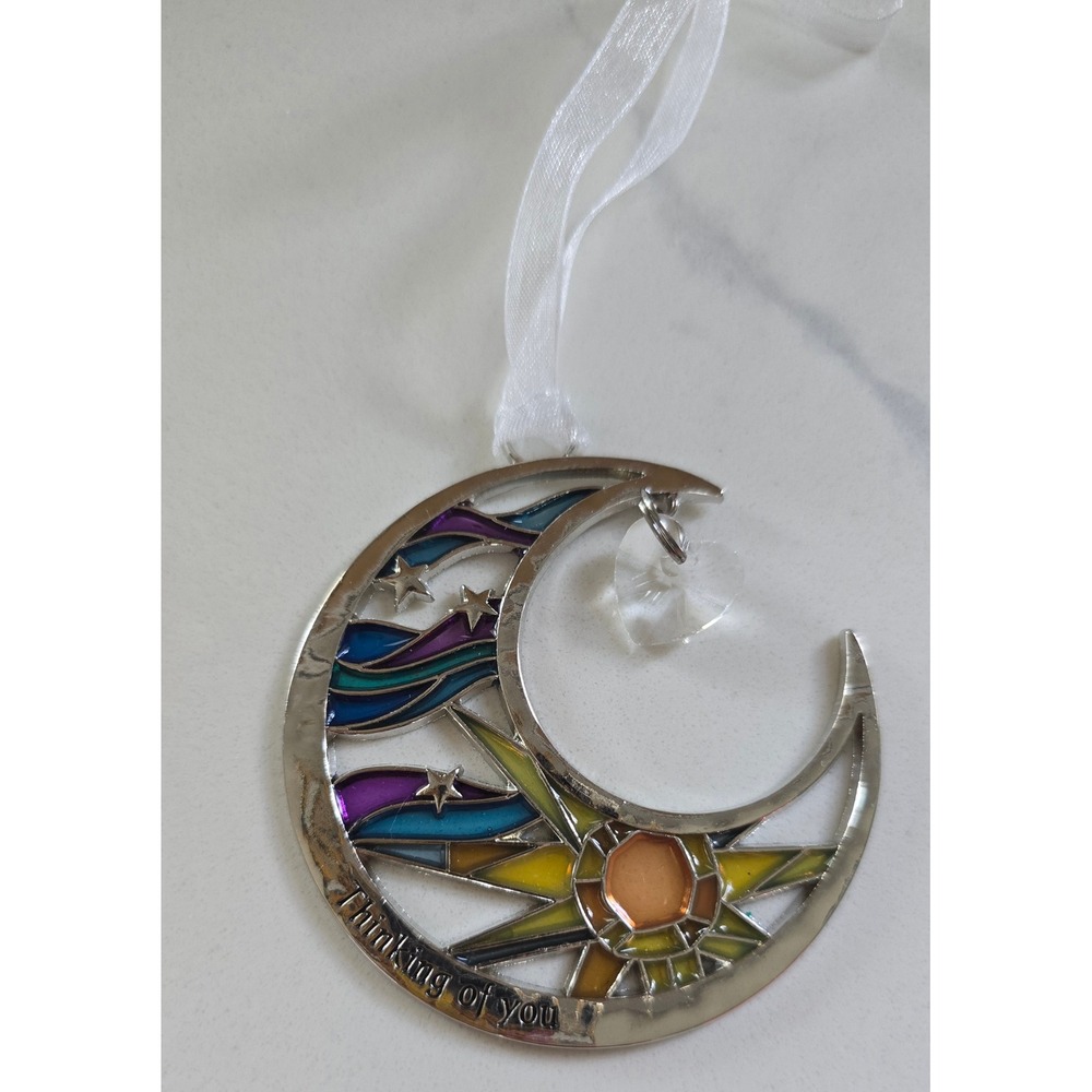 New Ganz Thinking of You Celestial Moon  Stained Glass Style Ornament  Charm